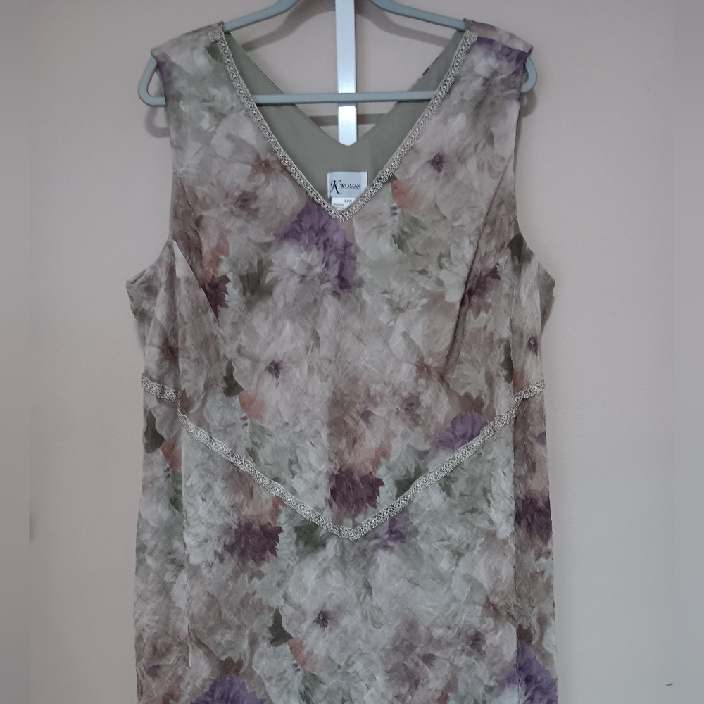 K Woman Women's (Size 24W) Green/Purple Floral Two-Piece Dress Set (NWT) - Picture 3 of 16